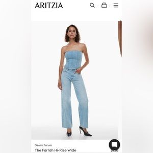 Aritzia Denim Forum The Farrah Hi Rise Wide Jean size 27W 28L EUC